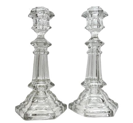 Crystal Candlesticks from Val Saint Lambert, Belgium, 1900s, Set