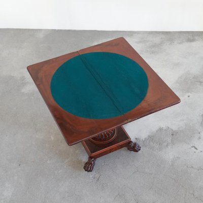 Antique Folding Pedestal Card Table, 19th Century for sale