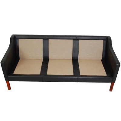 Model 2323 3 Seater Sofa in Black Leather by B rge Mogensen 1980s
