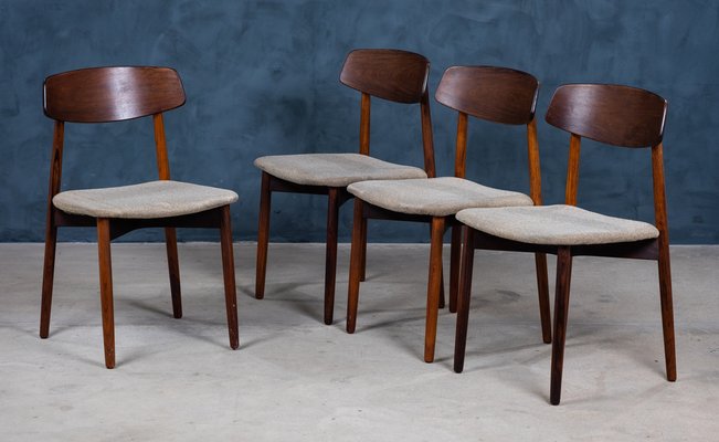 Mid Century Rosewood Dining Chairs by Harry Ostergaard for Randers Furniture Factory 1960s Set of 4