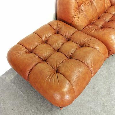 Canapé Modulable en Cuir, 1970s, Set de 5 en vente sur
