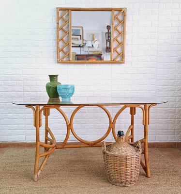 Vintage Italian Arquitectural Bamboo Dining Table, 1970s for sale at Pamono