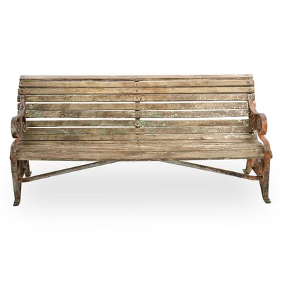 Vintage Wood and Metal Garden Bench for sale at Pamono