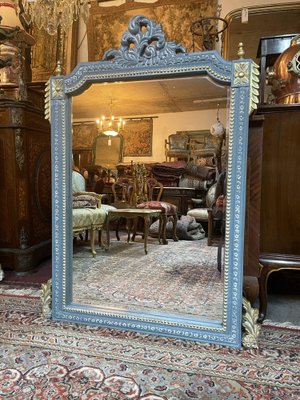 French Hand Painted Wood Miror for sale at Pamono