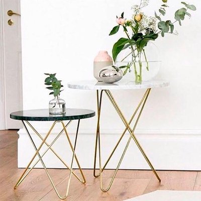 White Carrara Marble and Brass Mini O Table by Ox Denmarq