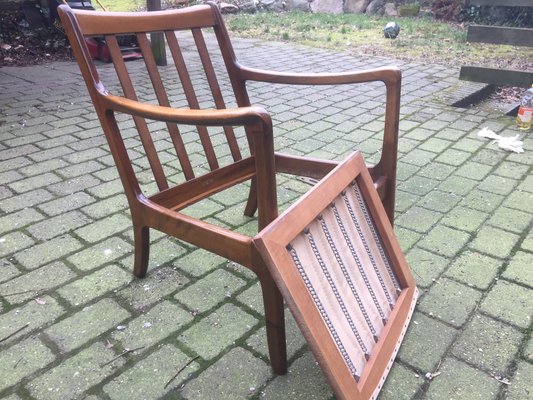 Mid-Century Danish Stained Oak Easy Chair by Ole Wanscher for