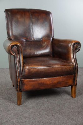Leather Armchair with High Back for sale at Pamono