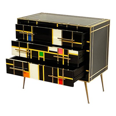 slim fit dress slacks Black & Gold Laminate Dresser & Mirror – Rehaus main image 0