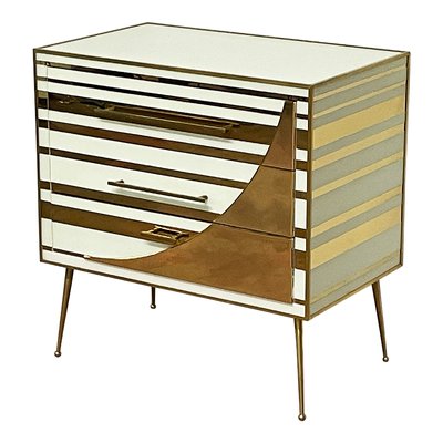 White and Gold Three-Drawer Dresser, 1990s for sale at Pamono