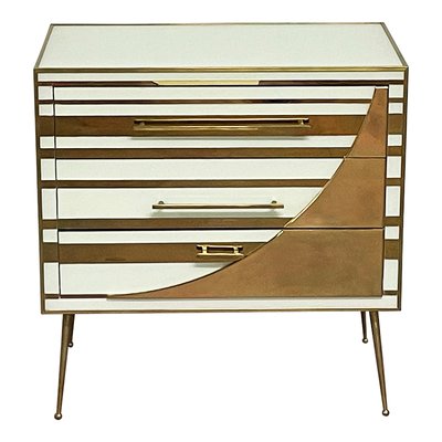 White and Gold Three-Drawer Dresser, 1990s