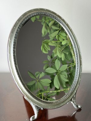 Specchio da tavolo Argento Massiccio 800 finemente decorato Specchio Antico  