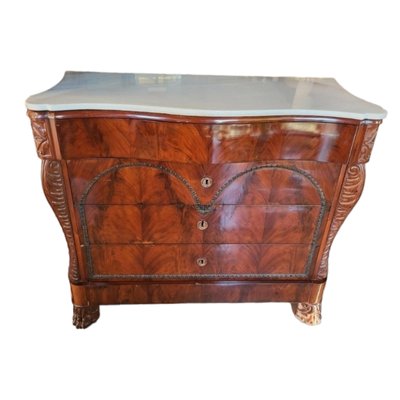 Spanish Mahogany Dresser with White Marble Cover for sale at Pamono