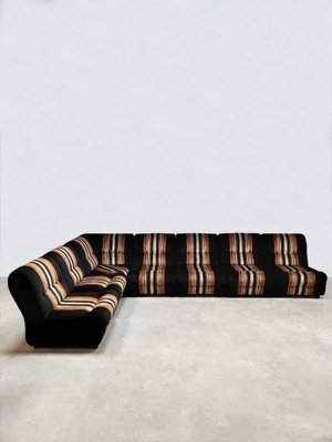Vintage Modular Sofa Element with Geometric Lines 1970s Set of 7