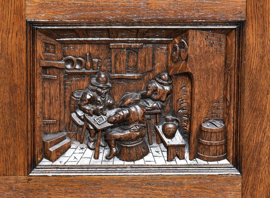 Large Victorian Carved Oak Front and Back Bar, 1880s, Set of 2 for