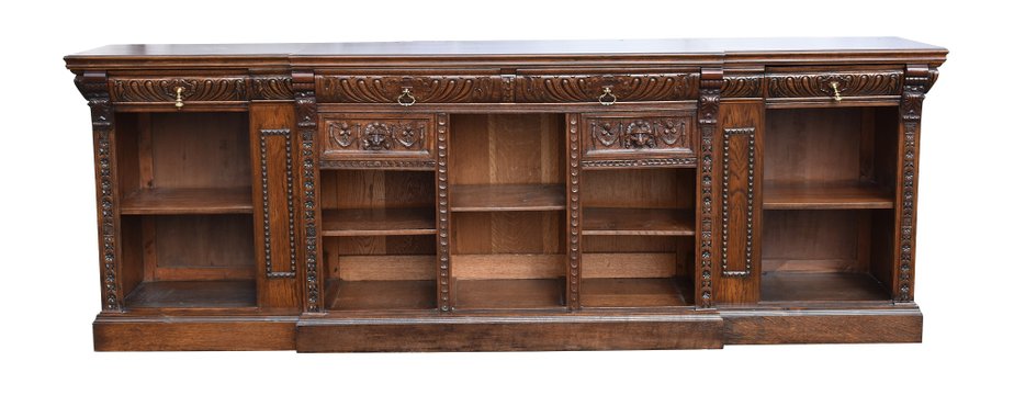 Large Victorian Carved Oak Front and Back Bar, 1880s, Set of 2 for