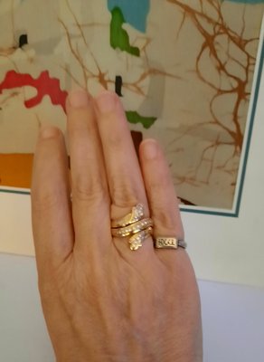 Anello serpente in oro 18 carati con diamanti inizio XXI secolo
