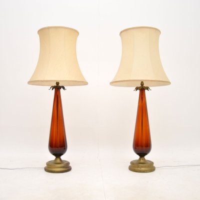 Large Art Deco Glass Table Lamps 1920s Set of 2