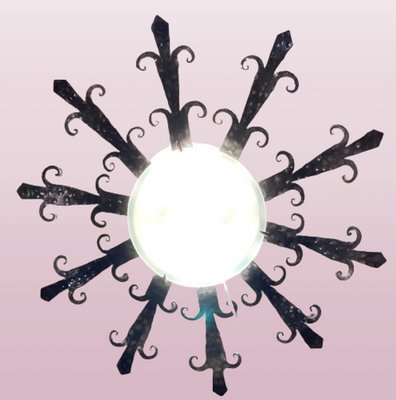 Wrought Iron Sun Ray Wall Lamp 1970s for sale at Pamono