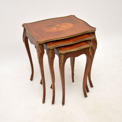 Antique French Inlaid Nesting Tables, 1930, Set of 3 for sale at