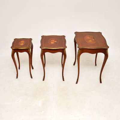 Antique French Inlaid Nesting Tables, 1930, Set of 3 for sale at