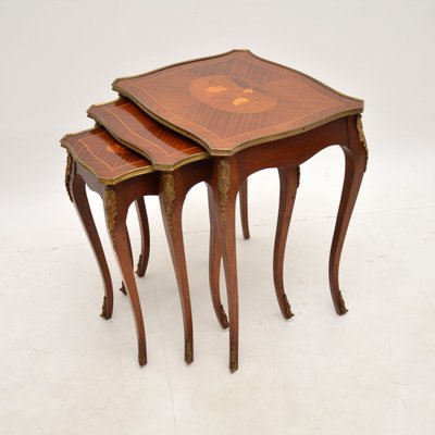 Antique French Inlaid Nesting Tables, 1930, Set of 3 for sale at