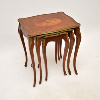 Antique French Inlaid Nesting Tables, 1930, Set of 3 for sale at