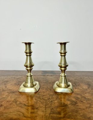 Antique Victorian Brass Candlesticks, 1860s, Set of 2 for sale at Pamono