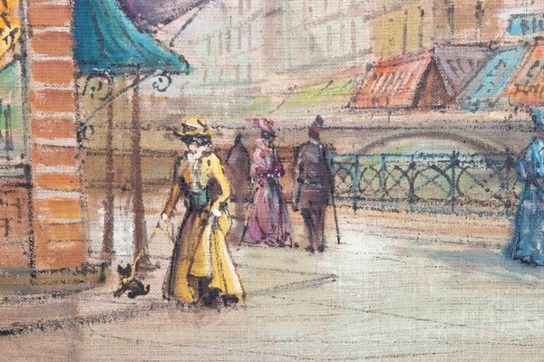Roberto Regalier, Paris et la Belle Epoque, Pastel Drawing, 20th
