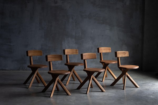 S34 Dining Chair attributed to Pierre Chapo, France, 1960s for