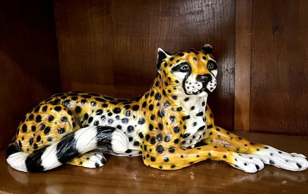 Vintage Ceramic Cheetah Figure by Barotti, Italy, 1960s