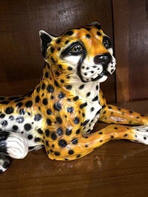 Vintage Ceramic Cheetah Figure by Barotti, Italy, 1960s for sale at Pamono