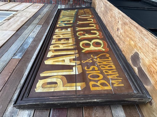 Very Large Sign Painted on Wood, 1950s for sale at Pamono