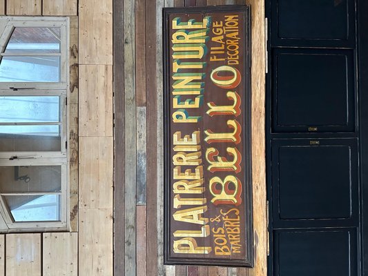 Very Large Sign Painted on Wood, 1950s for sale at Pamono