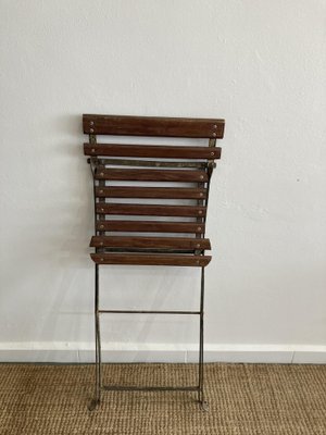 Vintage French Garden Chairs in Iron and Wood Set of 4 for sale