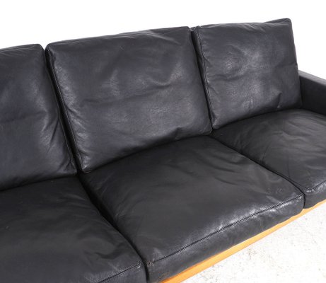 Vintage Black Leather Sofa by Poul M. Volther for Erik