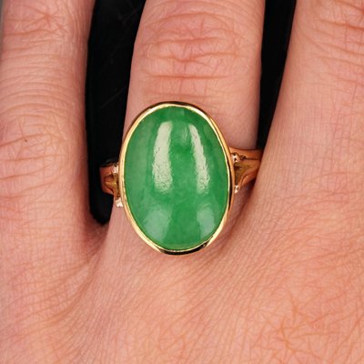 Bague Jade Naturel Myanmar 22,45 Carats – Non Traité – Taille US 7.5 – Rare