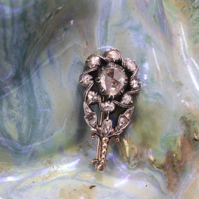 Broche Vintage En Forme De Fleur - Cristal Taillé Diamant - Modèle 30 - Occasion Bon état
