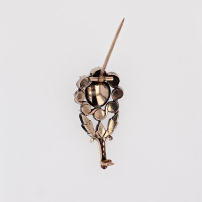 18K Gold Flower Brooch - Rose with Thorns / Diamonds / Vintage / Fine
