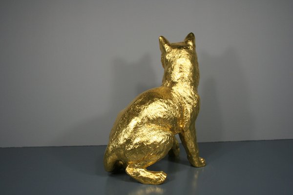 Cat Figures in 24 Karat Gilt, 2000s, Set of 2 for sale at Pamono