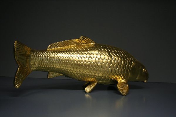 Carp Figure in 24 Karat Gilt, 2000s for sale at Pamono