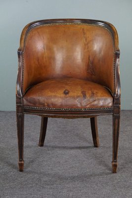 Antique leather tub sale chair