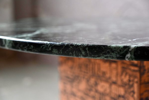 Vintage Brutalist Coffee Table in Marble with Copper Foot for sale