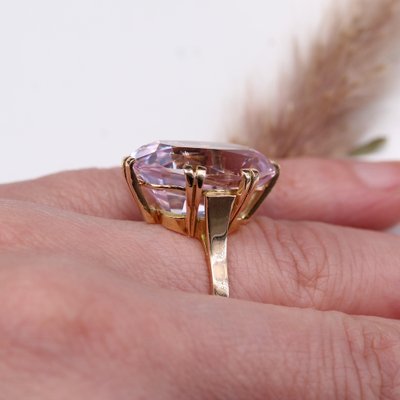 Franzosischer Cocktailring aus 18 Karat Rosegold mit Kunzit 1960er