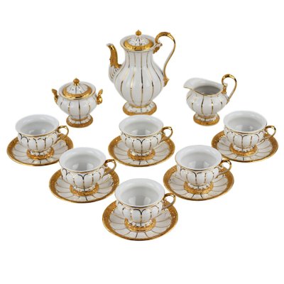 White and Gilded Porcelain Mocha Coffee Service from Meissen, Set