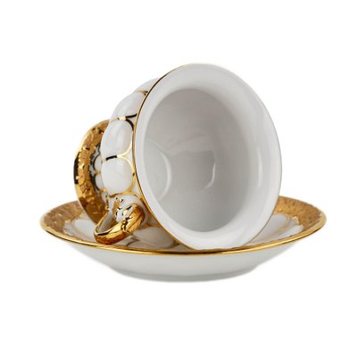 White and Gilded Porcelain Mocha Coffee Service from Meissen