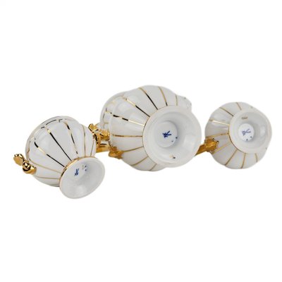 White and Gilded Porcelain Mocha Coffee Service from Meissen, Set