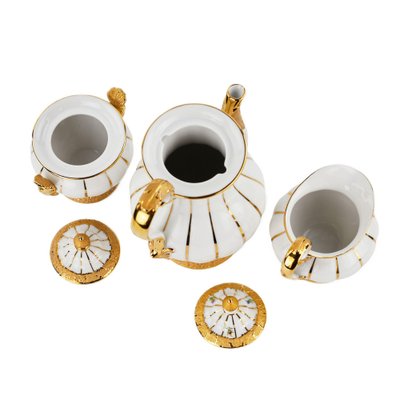 White and Gilded Porcelain Mocha Coffee Service from Meissen, Set