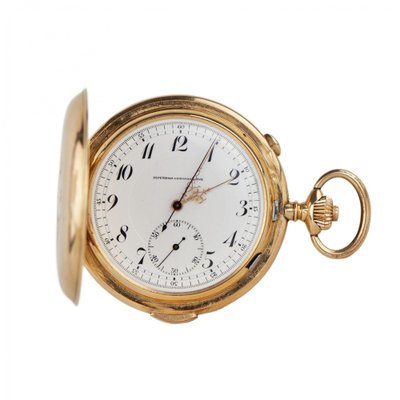 Heures Reputition Quarts Chronographs Taschenuhr aus 14 Karat Gold, 1890er
