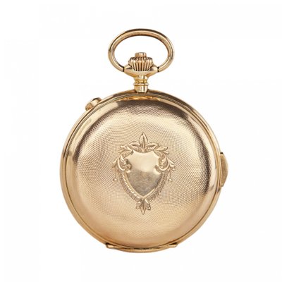 Heures Reputition Quarts Chronographs 14k Gold Pocket Watch, 1890s
