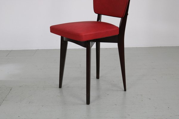 Kitchen Chair with Red Synthetic Leather Cover 1960s for sale at